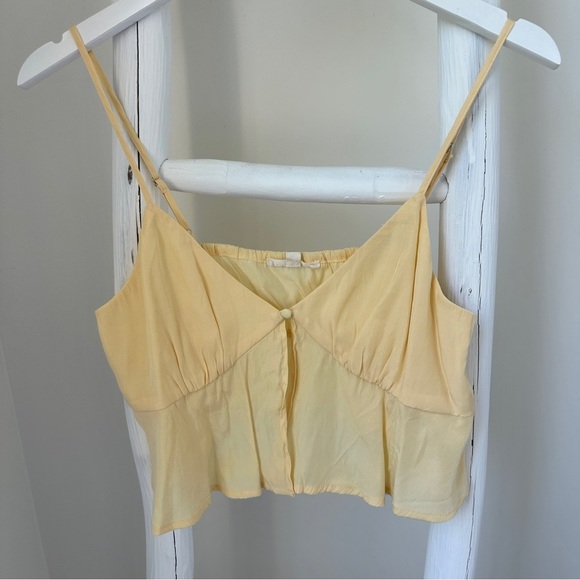 La Hearts Yellow Babydoll Cropped Camisole Tank Top Size Medium - Picture 1 of 9